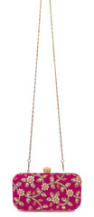 Kuber Industries Evening Bag for Women Wedding Party Clutch Handbag Crossbody Chain Shoulder Clutch Purse (Pink)-KUBMART11859