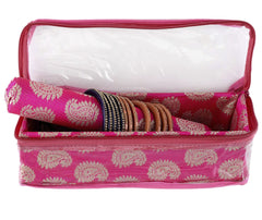 Kuber Industries Multipurpose Carry Design Laminated 1 Rod Bangle Box/Organizer/Case With Tranasparent Top (Pink)-47KM097