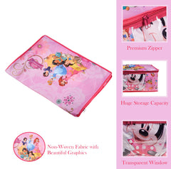 Kuber Industries Disney Princess Saree Cover | Saree Cover For Woman | Wardrobe Organizer for Travel | Saree Cover with Transparent window | Large | Pink