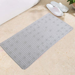 Kuber Industries Checkered Design PVC Bathroom Mat with Suction Cups - 28"x16", Transparent
