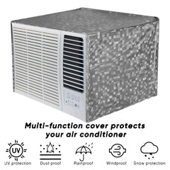 Kuber Industries PVC Check Print Dustproof Window A/C Cover For Outdoor For 1.5 Ton (Grey)