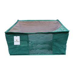 Kuber Industries 3 Layered Quilted Silk 6 Pieces Saree Cover (Green) -CTKTC24696