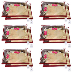 Kuber Industries Single Saree Covers With Zip|Saree Packing Covers For Wedding|Saree Cover Set Of 12 (Maroon)