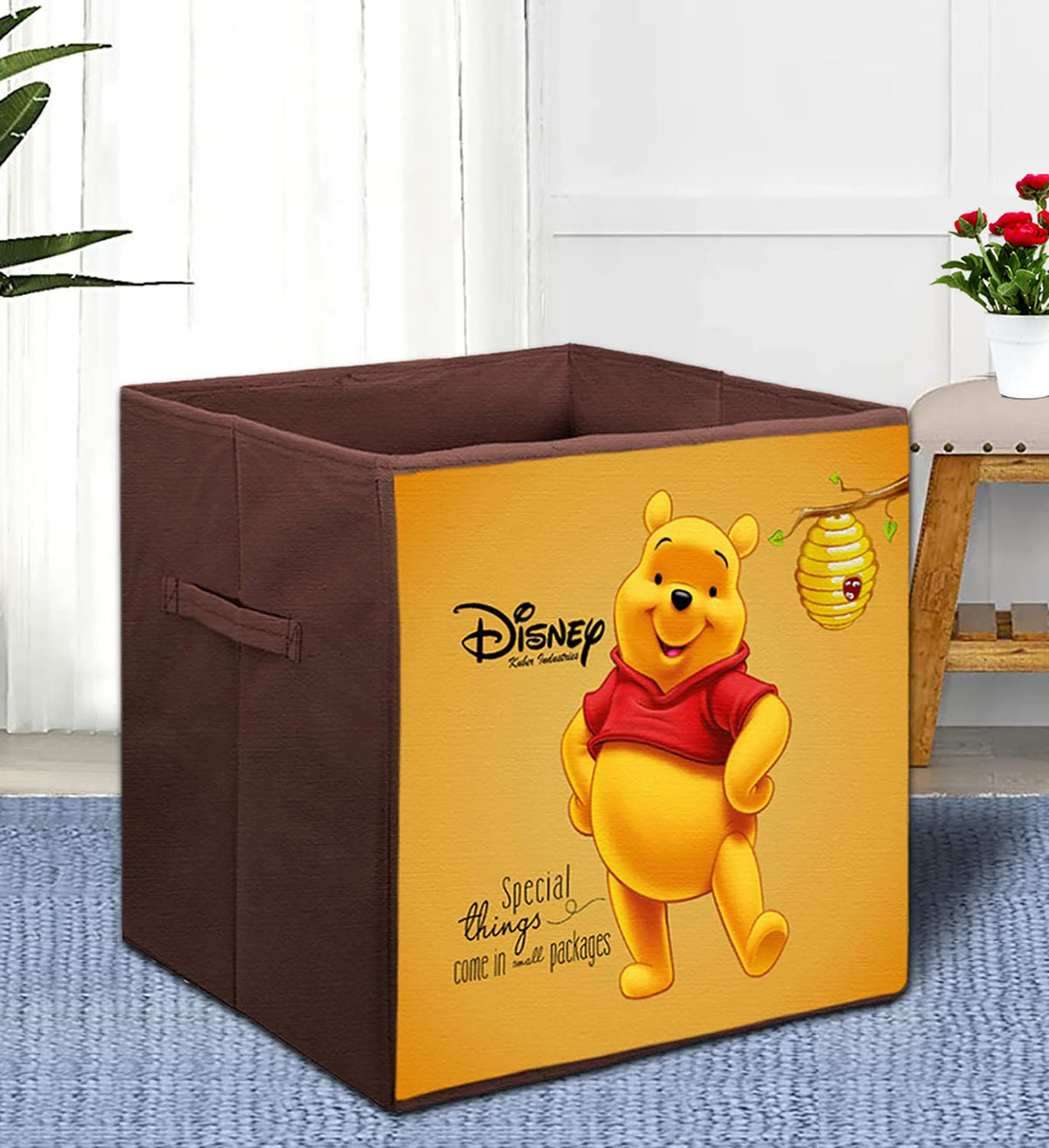 Kuber Industries Disney Winnie-The-Pooh Printed Multipurposes Storage Box/Organizer With Handles (Brown) -HS43KUBMART26281