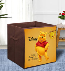 Kuber Industries Disney Winnie-The-Pooh Printed Multipurposes Storage Box/Organizer With Handles (Brown) -HS43KUBMART26281