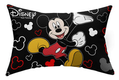 Kuber Industries Disney Team Mickey Print Silk Special Long Crush Pillow Cover- Set of 6, Black & Royal Blue-KUBMART10073