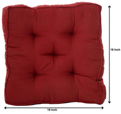 Heart Home Microfiber Square Chair Pad Seat Cushion for Car Pad, Office Chair, Indoor/Outdoor, Dining Living Room, Kitchen-Pack of 2, 18 * 18 Inch (Maroon)