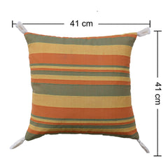 Heart Home Cushion Cover|Sofa Cushion Covers|Strips Print with Cornor Tassels Sitting Cushion Cover|Polyester Cushion Filler|16x16 Inch|Set of 5 (Multicolor)