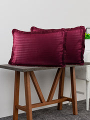 Heart Home Pillow Cover | Cotton Pillow Cover Set | Cushion Pillow Cover Set | Premium Pillow Cover Set for Bedroom | Lining Frill Pillow Cover Set | 4 Piece Set | Maroon