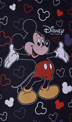 Kuber Industries Disney Mickey Print Silk Special Long Crush Single Bedsheet with 1 Pillow Cover (Black)-KUBMART010146
