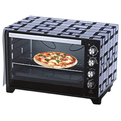 Heart Home Check Printed PVC Decorative Microwave Oven Top Cover with 4 Utility Pockets (Grey)