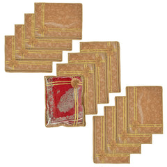 Kuber Industries Flower Printed Non-Woven Single Saree Cover With Tranasparent Top- Pack of 12 (Brown)-50KM01327