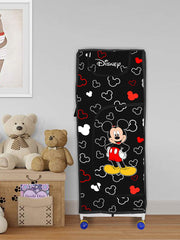 Kuber Industries Disney Mickey Mouse Print Multipurpose Plastic Foldable Toy Box/Wardrobe Storage Baby Almirah for Kids with 5 Shelves (Black)