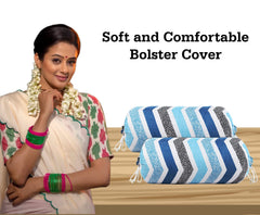 Kuber Industries Bolster Cover|Soft Cotton Bolster Cover Set|Diwan Round Bolster Pillow Covers|Luxurious Zig Zag Print Roll Masand Cover|16x32 Inch|Pack of 6 (Multi)