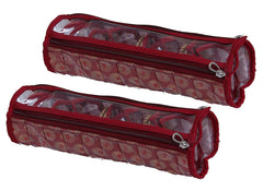 Kuber Industries Carry Design Laminated PVC Bangle Storage Pouch, Organizer For Travelling, Pack of 2 (Maroon)