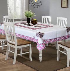 Heart Home Floral Print Polyester Dining Table Cover/Table Cloth for Home Decorative Luxurious 6 Seater, 60"x90" (Pink) 54HH4276.