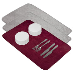 Heart Home Dish Dry Mat | Microfiber Self Drying Mat | Kitchen Drying Mat | Water Absorbent Kitchen Mat | Embossed Dish Dry Mat | 38x50 | Pack of 3 | Multicolor