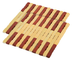 Kuber Industries Pencil Design Square Bamboo Coasters for Home Set of 2 Pan Pot Holder Heat Insulation Pad (Brown)