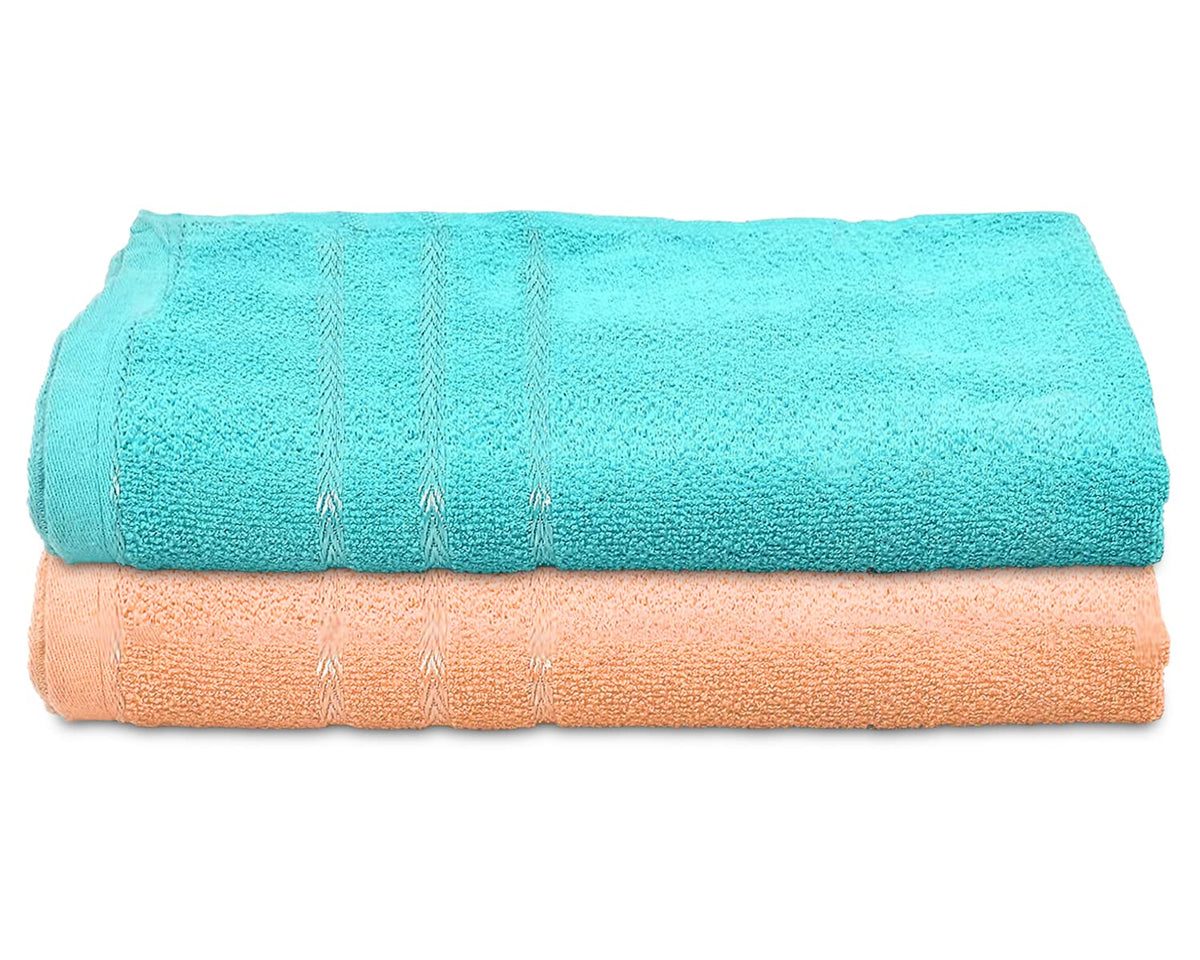 Heart Home Soft Cotton Bath Towel for Hands, Face, Newborn Babies, Toddlers, Children, 19"x38"- Pack of 2 (Blue & Peach)