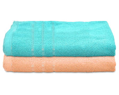 Heart Home Soft Cotton Bath Towel for Hands, Face, Newborn Babies, Toddlers, Children, 19"x38"- Pack of 2 (Blue & Peach)