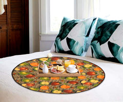 Kuber Industries Fruits Design Waterproof PVC Reversible Food Mat Bedsheet Protector Bed Server (Brown) CTKTC33714