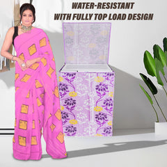 Heart Home Washing Machine Cover | Flower Print Washing Machine Cover | Knitting Polyester | Top Load Fully-Automatic Washing Machine Cover | Purple