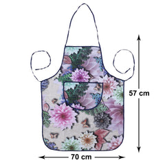 Kuber Industries Apron|PVC Unique Floral Printed Kitchen Chef Cloth|Waterproof Centre Pocket Apron With Tying Cord for Men & Women,Pack of 3 (Multicolor)