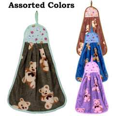 Kuber Industries Soft Cotton Teddy Bear Super Absorbent Hanging Napkin|Hand Towel for Washbasin & Kitchen,Pack of 12,(Assorted)