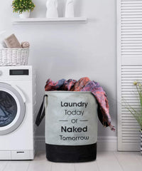 Kuber Industries Round Non Woven Fabric Foldable Laundry Basket, Toy Storage Basket, Cloth Storage Basket With Handles,45 Ltr (Set Of 2, Grey & Black)-KUBMART11448
