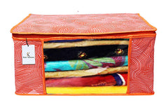 Kuber Industries Leheriya Design 9 Piece Non Woven Saree Cover, Large, Orange - CTKTC15190