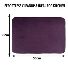 Kuber Industries Dish Dry Mat | Microfiber Drying Mat | Kitchen Drying Mat | Reversible Mat | Kitchen Absorbent Mat | Dish Dry Mat for Kitchen | 38x50 | Pack of 3 | Dark Purple