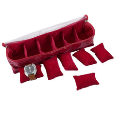 Kuber Industries 2 Pieces Watch Case/Wrist Watch Holder/Watch Organizer/Bracelet Pouch Transparent Top Watch Case with 6 Roll (Pink) -CTKTC39127