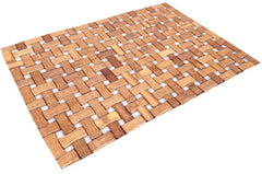 Kuber Industries Bamboo Design Wooden 6 Piece Dining Table Placemat Set - Brown