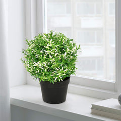 Kuber Industries Faux Plants Artificial Plants with Mini Plastic Pot- Pack of 2 (Green)-HS_38_KUBMART21466