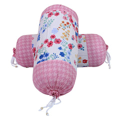 Kuber Industries Flower Printed Cotton Bolster Cover|Ideal Size 16 x 32 Inch|Pack of 2 (Blue & White)-44KM0147