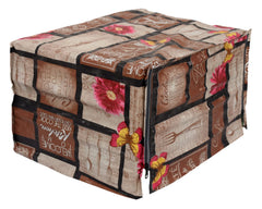 Heart Home PVC Multicheck Floral Print Microwave Oven Cover for Home & Kitchen 20 LTR. (Brown) 54HH4106.