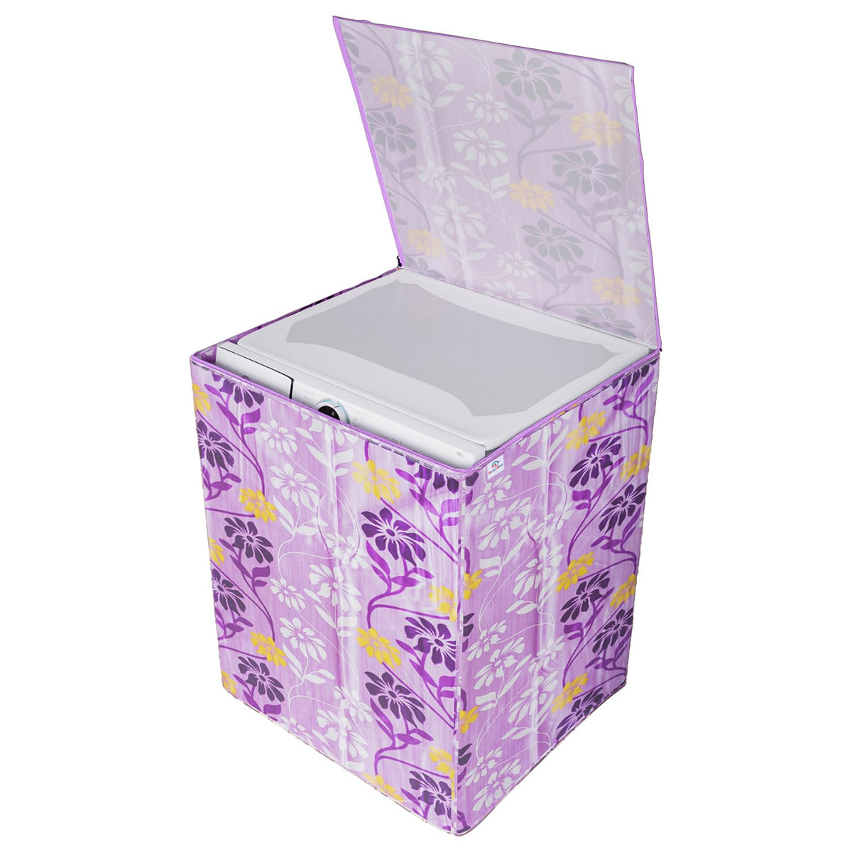 Heart Home Washing Machine Cover | Flower Print Washing Machine Cover | Knitting Polyester | Top Load Fully-Automatic Washing Machine Cover | Purple