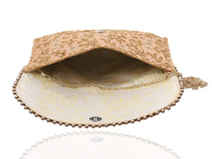 Kuber Industries Handcrafted Embroidered Clutch Bag Purse Handbag for Bridal, Casual, Party, Wedding (Peach) - CTKTC034519