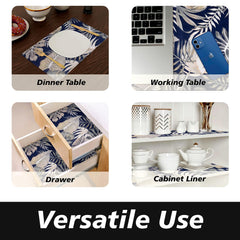 Heart Home Shelf Liner | Kitchen Cabinet Shelf Protector | Kitchen Liners for Cabinets and Drawers | Drawer Liner Mat | Green Leaf Shelf Liner Cabinet Mat | 3 MTR | Pack of 2 | Blue