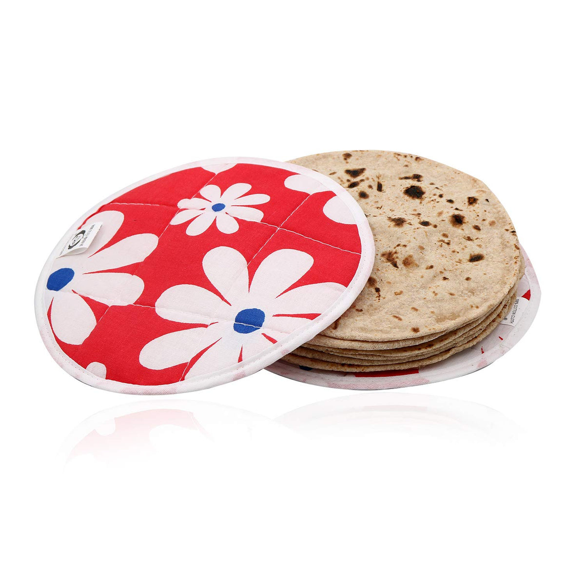 Kuber Industries Cotton 2 Pieces Roti Cover/Chapati Cover/Roti Rumals (Red) 1 Piece Top & 1 Piece Bottom-CTKTC32555