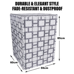 Heart Home Washing Machine Cover | Big Check Washing Machine Cover | Soft PVC | Top Load Fully-Automatic Washing Machine Cover | Gray