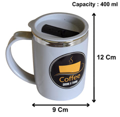 Kuber Industries Insulated BPA Free Plastic Coffee Mug with Lid (Grey), Standard