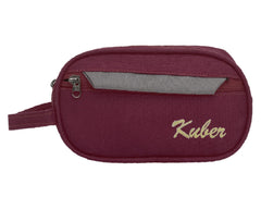 Kuber Industries Canvas Toiletry Organizer|Portable & Durable Carrying Strip Travel Shaving Doop Kit with 2 Zipper ComparMants and Fornt Zipper Pack of 2 (Brown)