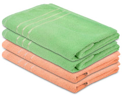 Heart Home Super Soft, Fluffy, Absorbent Cotton Baby, Kids Bath, Face Towel Perfect for Daily Use, 19"x38"- Pack of 4 (Green & Peach)