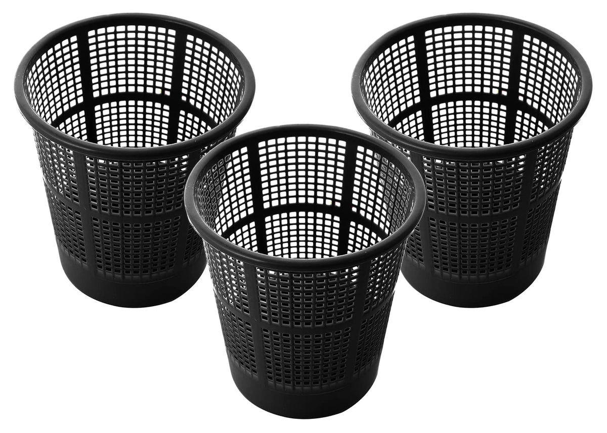 Kuber Industries Mesh Design Plastic Dustbin, Garbage Bin For Home, Kitchen, Office, 5Ltr.- Pack of 3 (Black)-47KM0777