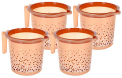 Kuber Industries Tinted Print Plastic Bathroom Mug 1.5 Litre Pack of 4 (Brown)-46KM0231