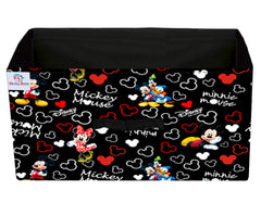Heart Home Disney Mickey Print Non Woven Fabric Modular Closet Organizer Box with Handle Set Of 4(Black)-HHEART16031