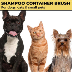 Kuber Industries Dog Brush with Shampoo Container|Cat & Dog Bath Brush for Bathing|Exfoliating|Scrubbing|Massaging & Relaxing|Soft Silicone|Suitable for All Pets|PT230Y|Yellow