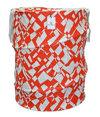 Kuber Industries Big Round Foldable Cotton Laundary Basket, 40 litres (KI4975),Multicolour,Standard