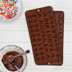 Kuber Industries Chocolate Mould | Silicone Cookies Mould Cake | Chocolate Cookies Tray | Numerical Chocolate Mould Tray | Non-Stick Cookies Moulds | Candy Mold | Brown